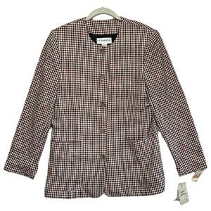 Liz Claiborne Checks & Balances Jacket Vintage NWT 12 Red Deadstock Union Made